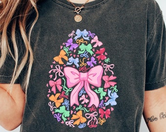 Coquette Easter Egg Sweatshirt, Easter Shirt, Easter Bunny Sweatshirt, Easter Shirts for Women, Ladies Easter Bunny, Bubble Gum Bunny Tshirt
