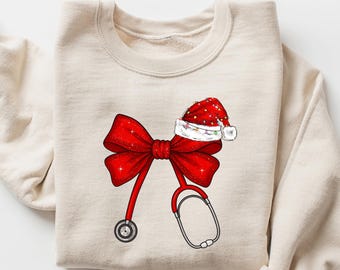 Coquette Christmas Nurse Sweatshirt, Christmas Nurse Shirt, Christmas Nurse Shirt, Christmas Gift, Merry Christmas Gift, Nurse Shirt
