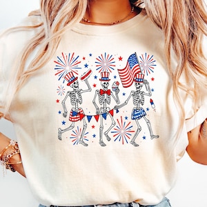 4th of July Skellies, 4th of July Shirts, Dancing Skeleton Shirt, American Flag Shirt,4th of July, Stars and Stripes Shirt, Red White Blue