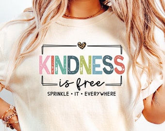 Camiseta con frase "La amabilidad es gratis", espolvoréala por todas partes, suéter positivo, manga inspiradora bohemia, cita positiva, sudadera "Sé amable"