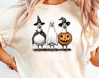 Boo Ghost Goose Shirt, Halloween Goose T Shirt, Halloween Shirt, Autumn Skeleton Goose Shirt, Halloween Pumpkin Goose Shirt, Goose Halloween