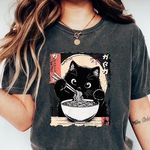 Ramen Cat Shirt Noodle Cat Shirt Foodie Lover Shirts Black Cat Noodle T-Shirts cat meme shirt Cat Mom Shirt Cat Lover Shirt cat noodle shirt