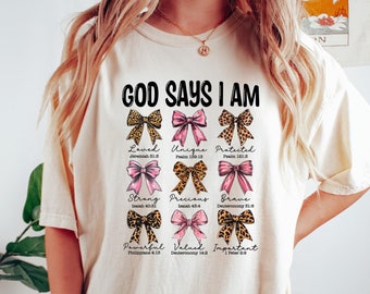 God Says I Am Coquette Shirt, Coquette Bow Shirt, Christian Shirt, Preppy, Jesus Shirt, Coquette Bible Verse T Shirt