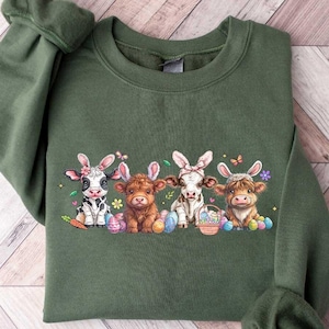 Easter Cow Sweatshirt, Heifer Easter Day Shirt, Funny Easter Shirt, Gift For Easter, Easter Animal Shirt, Cute Easter Shirt, Easter Kids Tee