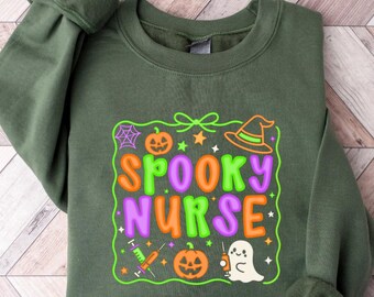 Retro Spooky Nurse Sweatshirt, Spooky Nurse Shirt, Nurse Halloween Shirt, Boo Boo Crew Shirt, Nurse Fall Shirt, Funny Nurse Shirt