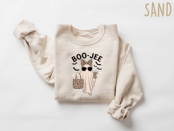 Boo-Jee Ghost Sweatshirt, Leopard Ghost Tee, Ghost Coffee Shirt, Funny Fall Shirt, Ghost Tee, Girly Halloween Gift, Boojee Shirt