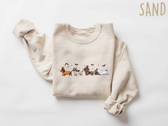 Dachshund Halloween Sweatshirt, Halloween Spooky Dog Shirt, Wiener Dog Tee, Funny Sausage Dog T-Shirt, Striped Shirt Dog Lover Gift