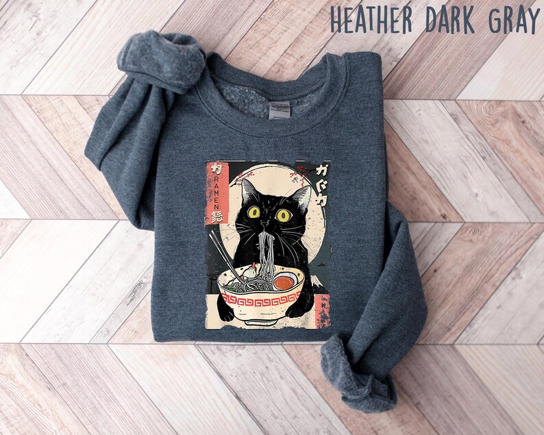 Ramen Cat Shirt, Cute Noodle Cat Sweatshirt, Kawaii Japanese Anime Cat Shirt, Anime Cat T-Shirt, Japanese Tee, Ramen Lover, Cat Lover Gift bild 3