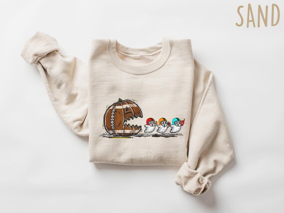Football Halloween Sweatshirt, Fall Pumpkin Shirt, Football Shirts For Women, Women Fall Tees, Fall Season Shirts, Cute Pumpkin Shirt