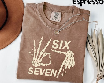 Comfort Colors® 6 7 Meme Shirt, Funny Skeleton Hands Tee, Halloween Couples Shirt, Trendy Shirt, Six Seven T-shirt, 67 Couples Tee
