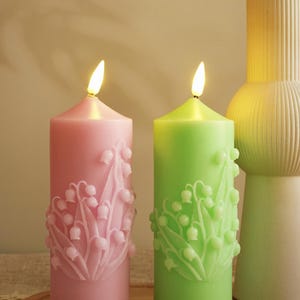 Lily of the Valley Flameless Candle,LED Candles With Remote,Battery Operated Candles,Led Pillar Candles,Wedding Candles,Mother&#39;s Day Gift