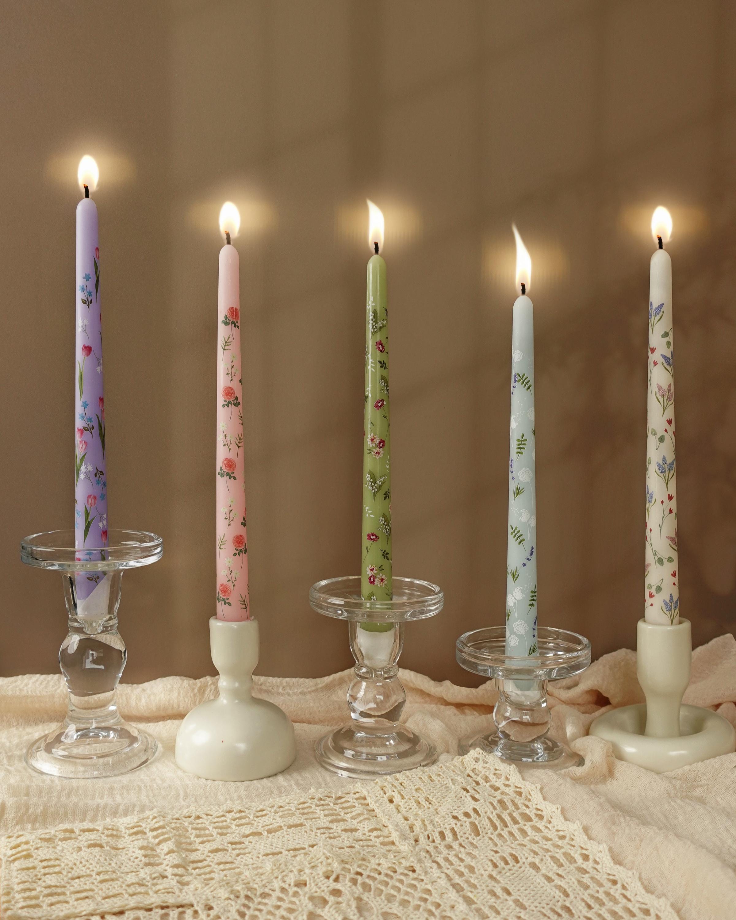 Floral Hand Painted Candles,Wildflower Candles,Wedding Table Candle Decor,Flower Birthday Party, Floral Wedding Shower,Mother's Day Gift
