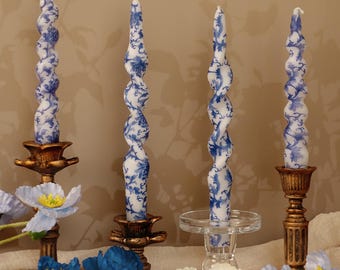Blue and White Porcelain Taper Candles Set of 2,Smokeless Dripless Unscented Household Dinner Candle Set,Wedding Gift and Mother&#39;s Day Gift