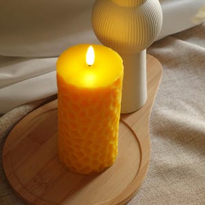 Cheese Honey Pillar Candle,Flameless Real Wax LED Candle,Battery Operated Candles,Unscented,Holiday Gift,Home Decoration,Mother&#39;s Day Gift