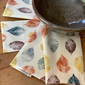Autumn Leaves Cloth Napkins: Set of Four, Reusable Cotton Dinner Napkins