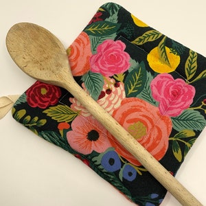 Potholder/Hot Pad/Trivet with flowers, Thick Potholder, Rifle Paper Company, colorful hot pad