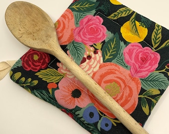 Potholder/Hot Pad/Trivet with flowers, Thick Potholder, Rifle Paper Company, colorful hot pad