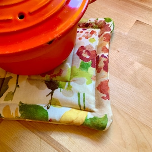 Potholder/Trivet/ Hot Pad, Gorgeous Fall Potholder in Greens and Orange