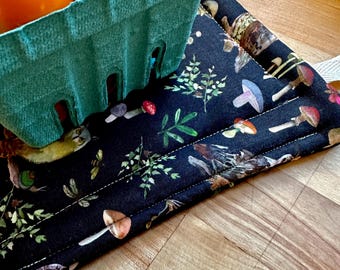Mushroom and Owl Potholder Set: Woodsy Cottage Kitchen Decor