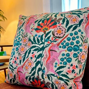 Pillow Cover with Pink Unicorns, fits 20” insert