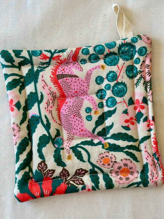 Unicorn Potholder Set of Two, Magical Pink Trivet