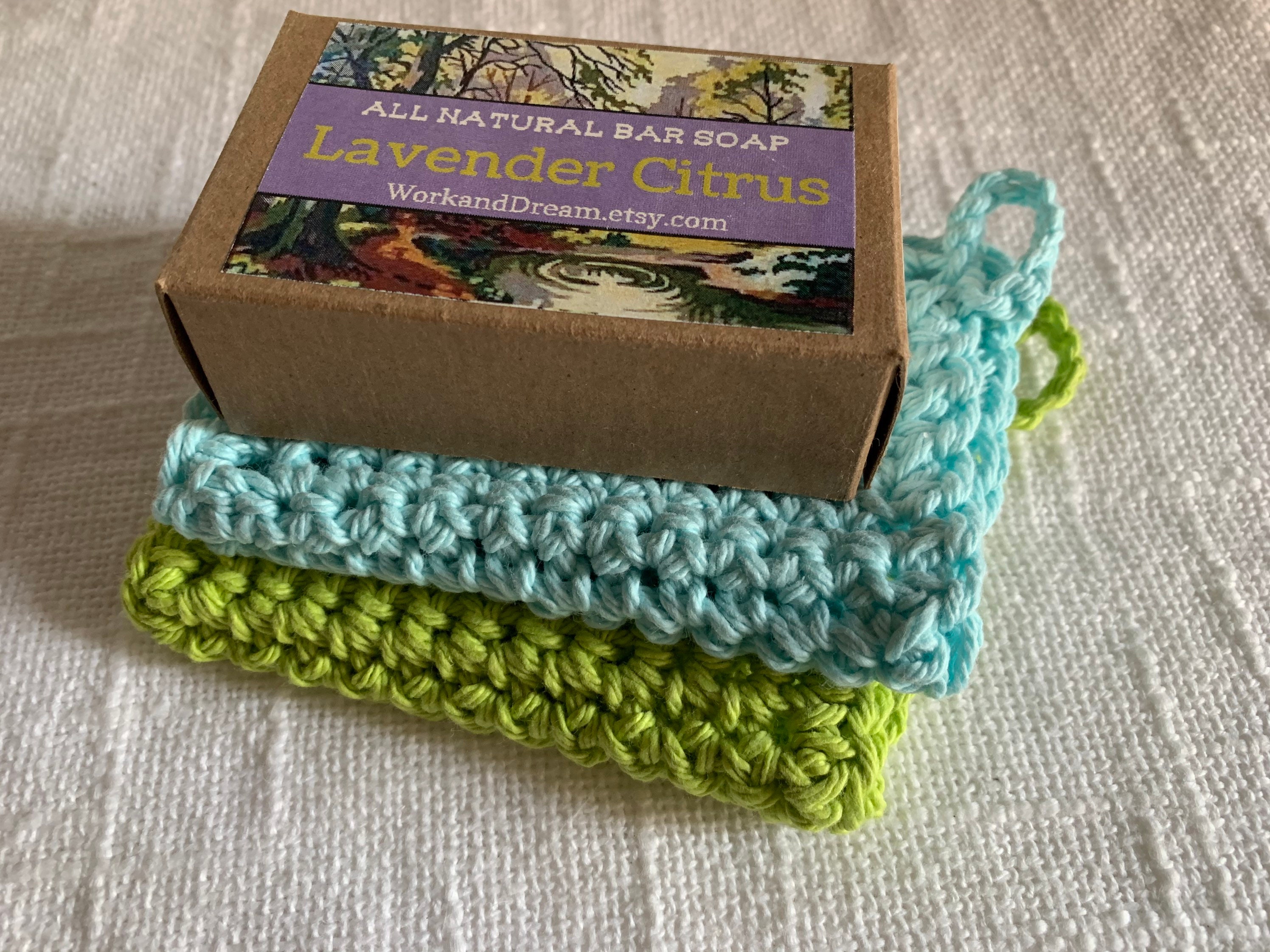 Two Cotton Washcloths and Bar Soap Gift Set Handmade All Etsy