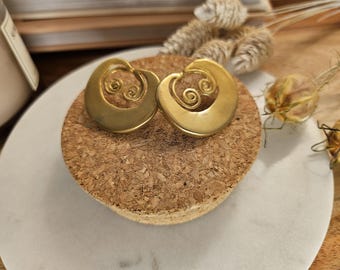 Ancienne Paire De Boucles D'oreilles En Vermeil - Style Vintage - En Bon état Général