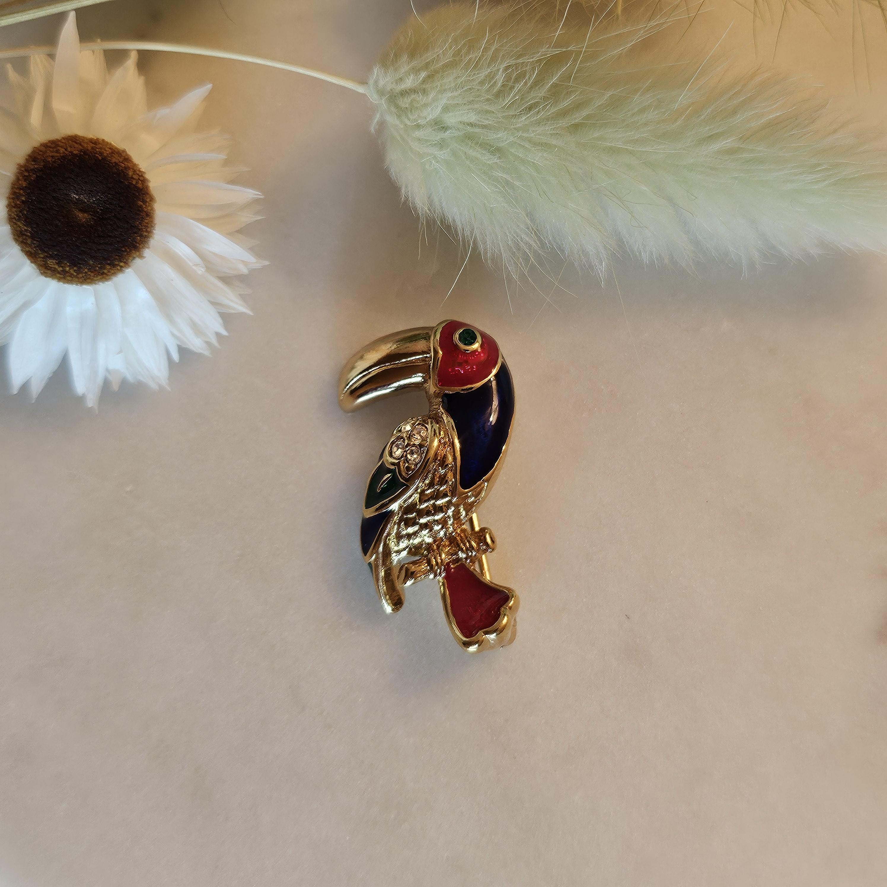 Cute Brooch Attwood and Sawyer 22ct Gold Plated Enamel and Swarovski Crystal Toucan Brooch Gift Idea