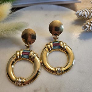 Vintage De Roberto Gold Vermeil Earrings: 1980s Italian Statement Jewelry