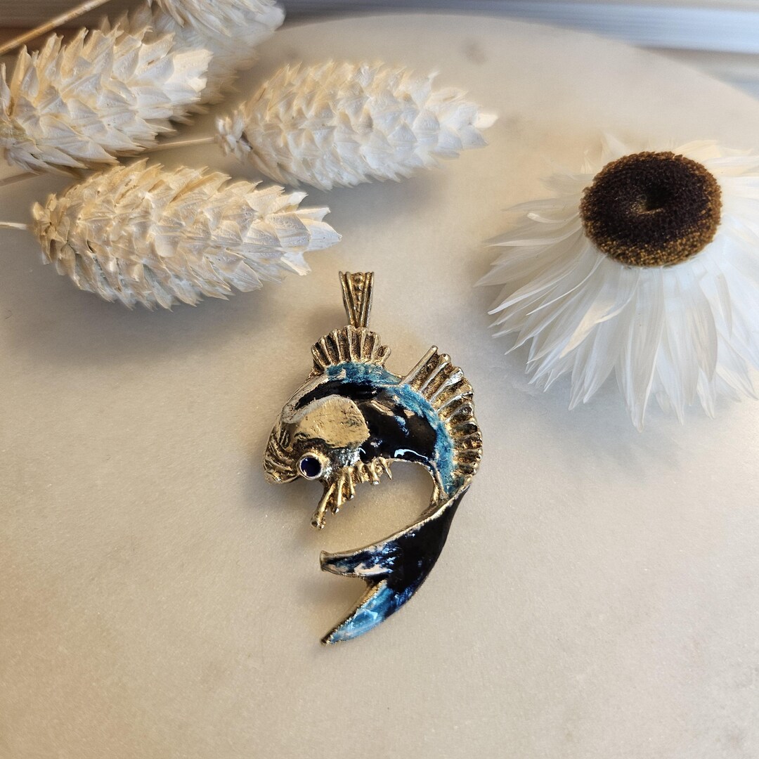 Vintage 800 Silver Enamel Fish Pendant: 1960s Lucky Charm - Etsy