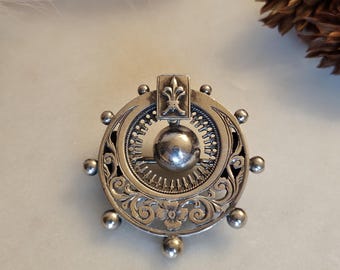 Stunning Victorian Sterling Silver Brooch Repousse Jewelry Christmas present Antique Jewelry