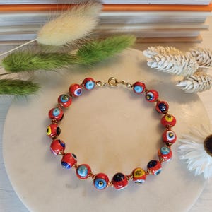 Vintage Bracelet Murano Glass Vintage Glass Beads Bracelet Statement Jewelry Vintage Jewelry from the 1980s Gift for Her Present Idea