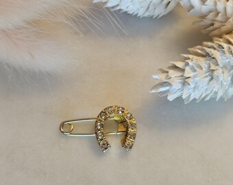 Broche Barrette Fer à Cheval Porte-bonheur - Or Massif 18 Carats - France - Occasion