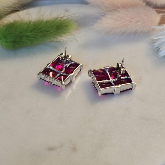 Vintage Art Deco Lab-Grown Ruby Stud Earrings, 92… - image 10