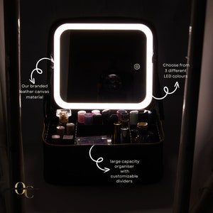 Reise-LED-Kosmetik-Vanity-Make-up-Tasche, Leder-Kulturbeutel, Vegan-Tasche für Brautjungfer Vanity Box wasserfester Reiseveranstalter Box Geschenk