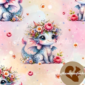 Fabric pattern, pattern design “flower dragon” seamless pattern textile print