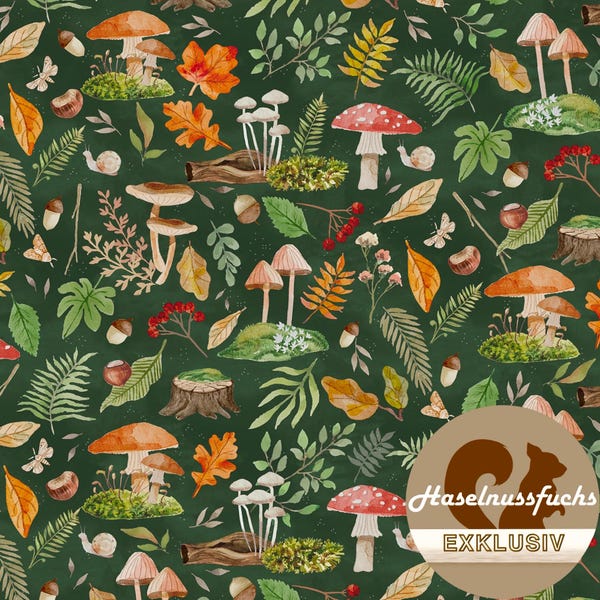 0002 Kinderstoff „Waldboden“ Eigenproduktion French Terry Jersey Musselin Baumwolle Softshell Canvas Panama Minky Lycra Satin Ripp-Jersey