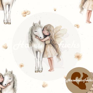Fabric pattern, pattern design “Fairy with horse” seamless pattern textile print