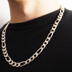 Heavy Solid Figaro Link Necklace, Real Solid .925 Sterling Silver Figaro Link Chain, 9mm 18 Inch - 24 Inch, Gauge 250, For Men & Women