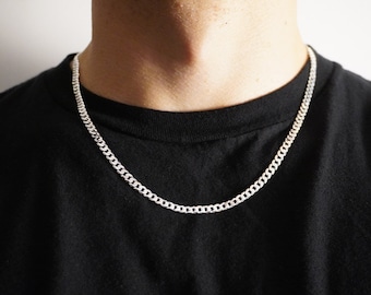Halskette aus massivem Sterlingsilber, 4,4 mm starke, 45,7–66 cm lange kubanische Gliederkette aus 925er Sterlingsilber, gestempelt „.925 Italy“, für Damen und Herren