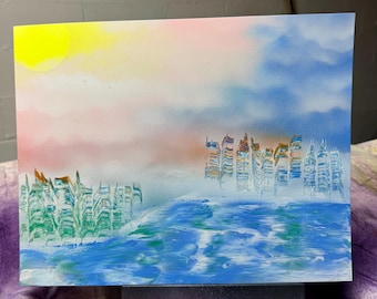 Spray Paint Seaside Cityscape Art Print 11x14 – Original Street Art