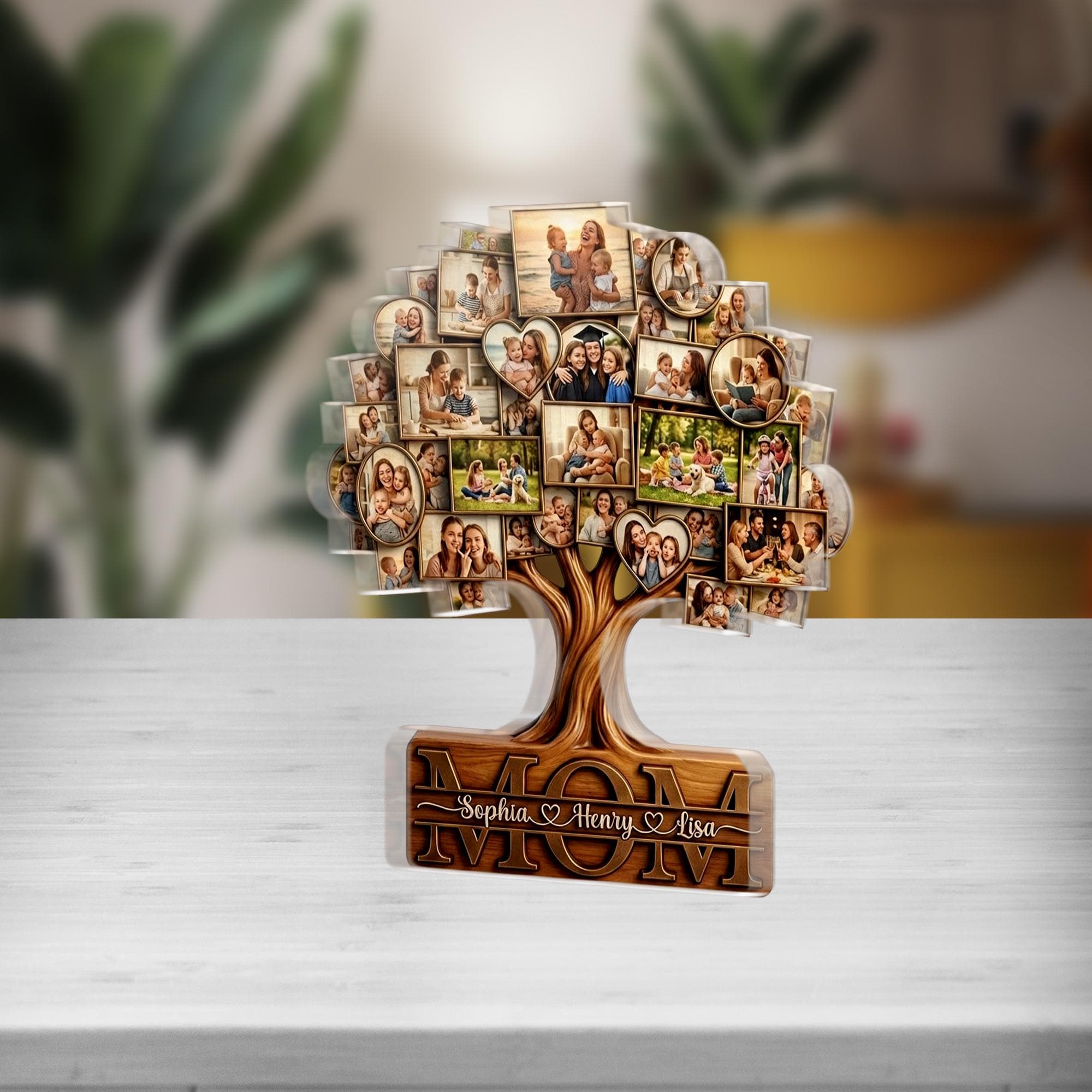Custom Family Tree Acrylic Block: Personalized Multi-photo Mom Desktop ...