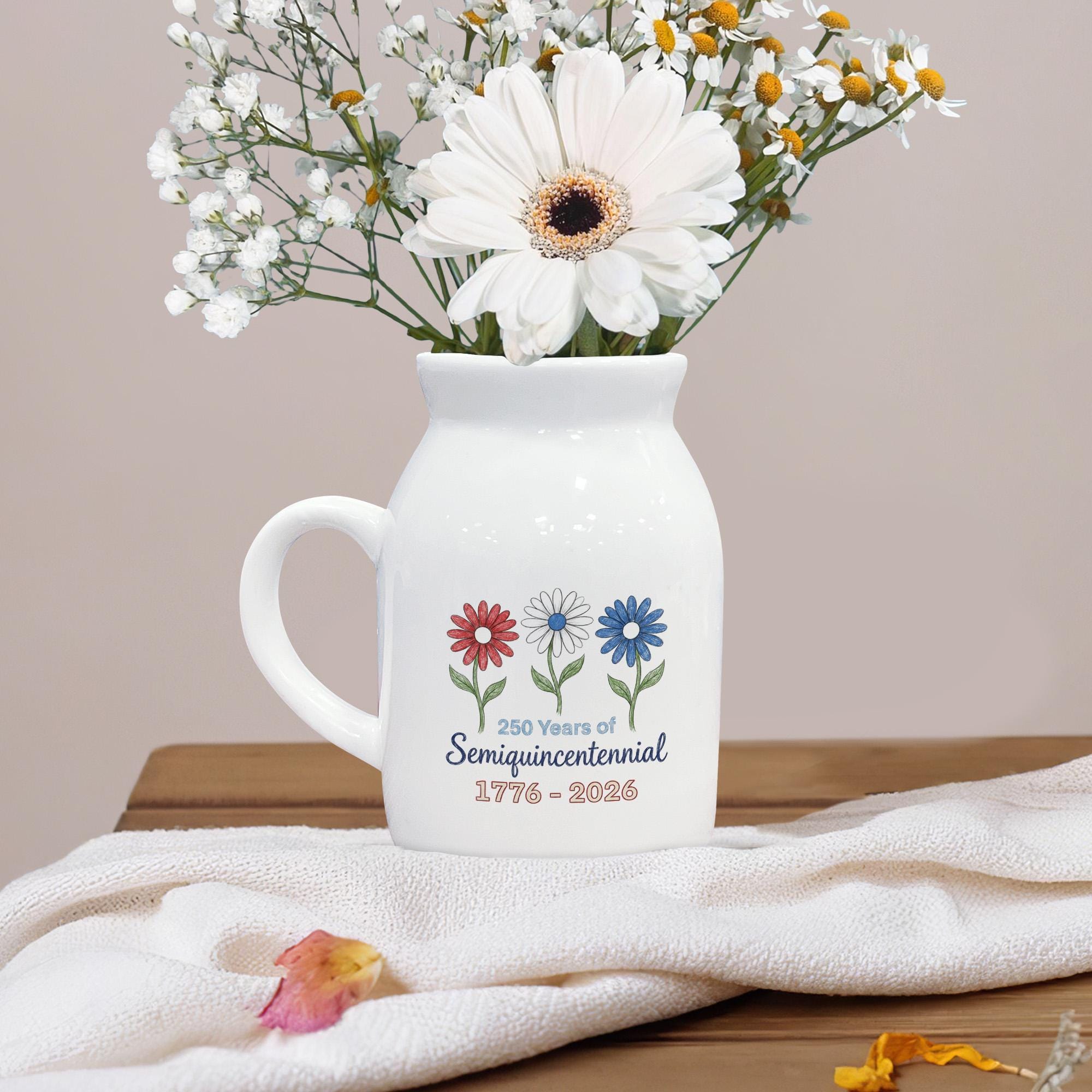 【3月末まで】花瓶 | INI CERAMICUE USA Semiquincentennial Ceramic Vase: Red White Blue Floral 250