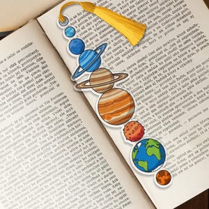 Planet Bookmark with Tassel – Solar System Bookmark for Kids, Teachers – Cute Space Theme Gift for Book Lovers & Students