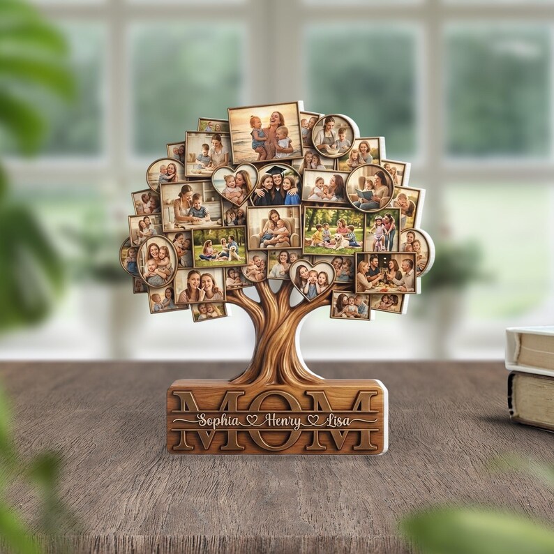Custom Family Tree Acrylic Block: Personalized Multi-photo Mom Desktop ...