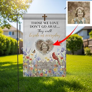 Personalized Photo Memorial Garden Flag: Christian Cardinal Sympathy Keepsake