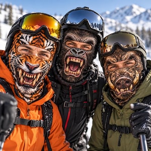 Humorous Wild Animal Ski Mask: Flat Print Balaclava, Funny Gag Winter Snowboard Face Cover