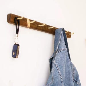 Wooden Wall Mounted Hooks,Coat Key Towel Hanger,Wood Beech Hat Towel,Hanging Hooks,Organizer Modern,Solid Walnut Key Rack, Brass Hooks