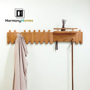 Wooden coat rack,Piano key coat rack,Coat hooks,Key holder,Wall coat rack,Shelf with hooks,shelves,Multifunctional Shelf,Housewarming Gift