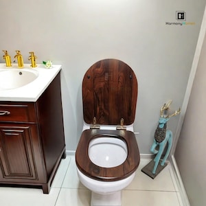 Dark Brown Wooden Toilet Seat With Trim&Microlift (Elongated or Round)Designer Wooden Toilet Seat ,Wooden Toilet Seat,solid wood toilet seat